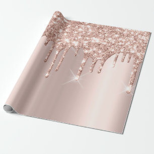 Roze roze roodbruine parkpoeder drift glitter cadeaupapier