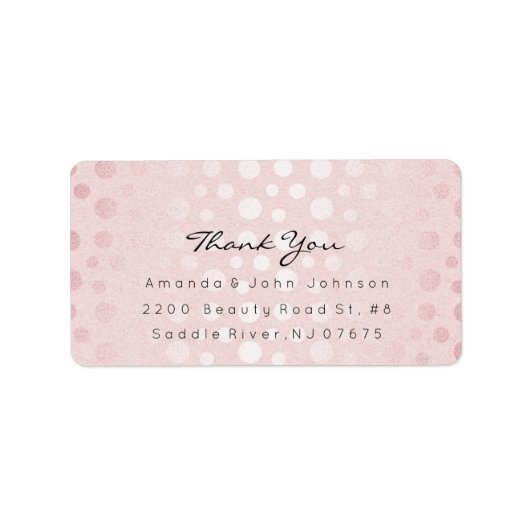 Roze roze roodbruine Stippen penseelstreek Dank u Etiket (Voorkant)