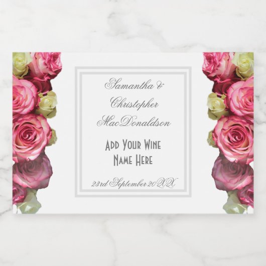 Roze roze roodbruinkoolbriet sparkling wijnetiket (Enkel label)