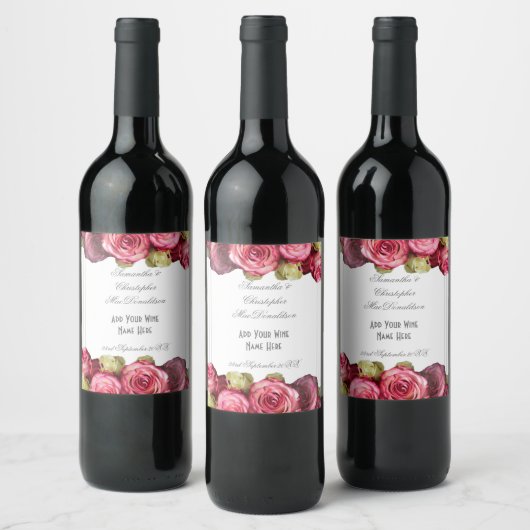 Roze roze roodbruinkoolbriet wijn etiket (Flessen)