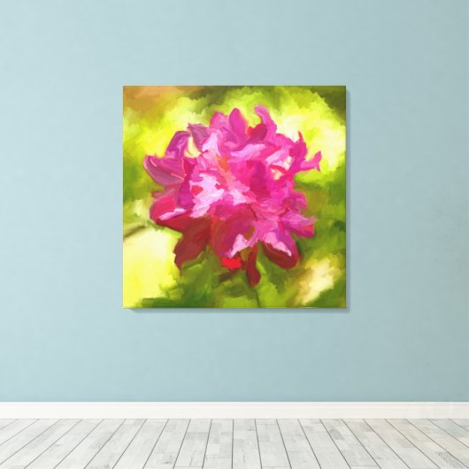 Roze roze roodendronventilatorverf canvas afdruk (Insitu (Houten vloer))