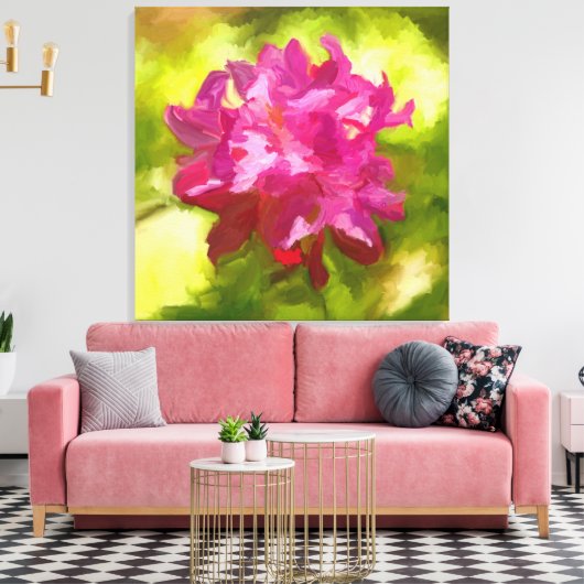 Roze roze roodendronventilatorverf canvas afdruk (Insitu (Woonkamer))