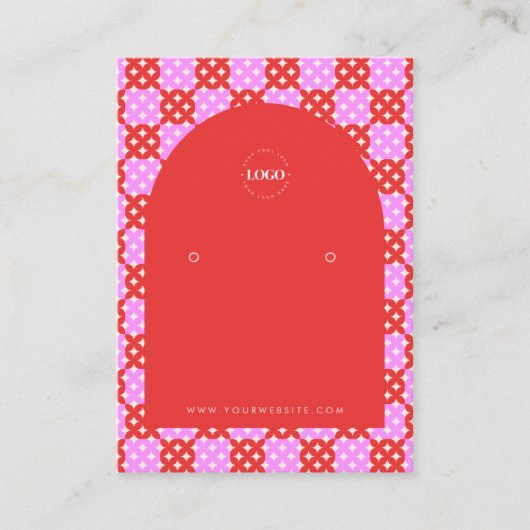 Roze roze roodgrijze middenvormig modern Logo oors Visitekaartje (Voorkant)