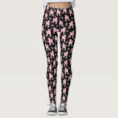 Roze roze roodjes en roze roestbont zwart leggings (Voorkant)