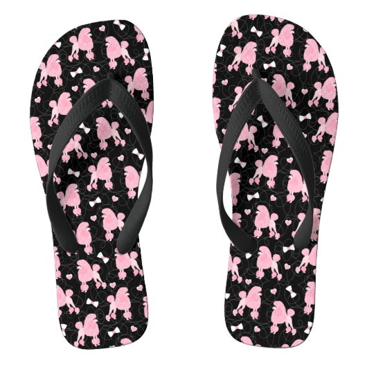 Roze roze roodjes en roze roestbont zwart teenslippers (Voetbed)