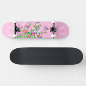 roze roze roodpolka-stippen skateboard (Horizontaal)