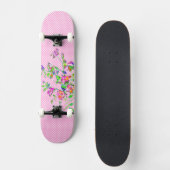 roze roze roodpolka-stippen skateboard (Voorkant)