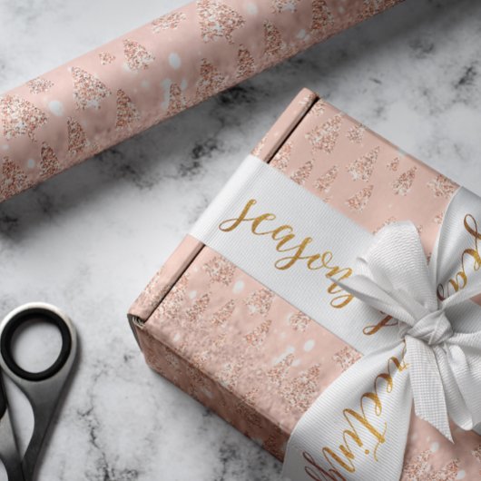 Roze roze roodroodbruine kerstboom Feestdagen Cadeaupapier