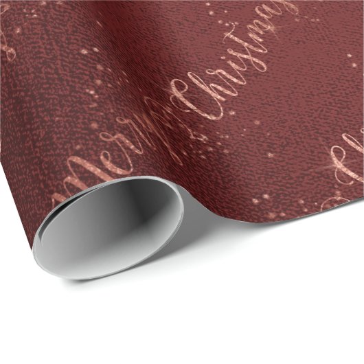 Roze roze roodroodbruine kerstscript cadeaupapier (Rol Hoek)