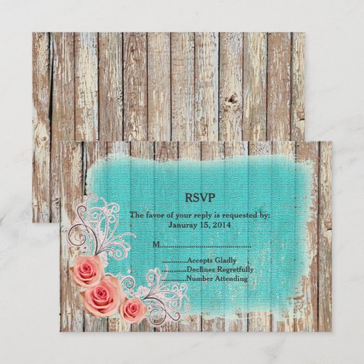 Roze roze roodroodroodbruin RSVP t1 Kaartje (Voorkant / Achterkant)