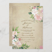 roze roze roodroos trouwe doucheuitnodiging kaart (Voorkant / Achterkant)