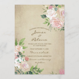  roze roze roodroos trouwe doucheuitnodiging kaart