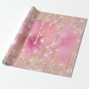 Roze roze roodroze druppelpowdders Glitter Mermaid Cadeaupapier