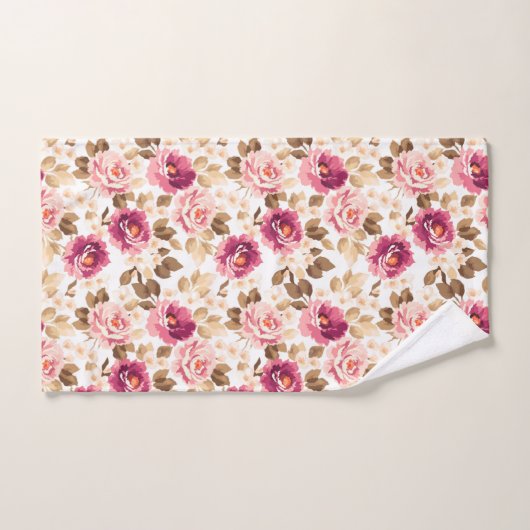 Roze roze roodroze set met patroonhanddoeken bad handdoek (Handdoek)