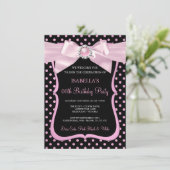 roze roze roodroze zwarte poladot Birthday Kaart (Staand voorkant)