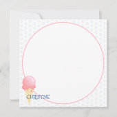 Roze roze roomcrèmeconus, afbeelding, aangepaste n notitiekaartje (Voorkant)