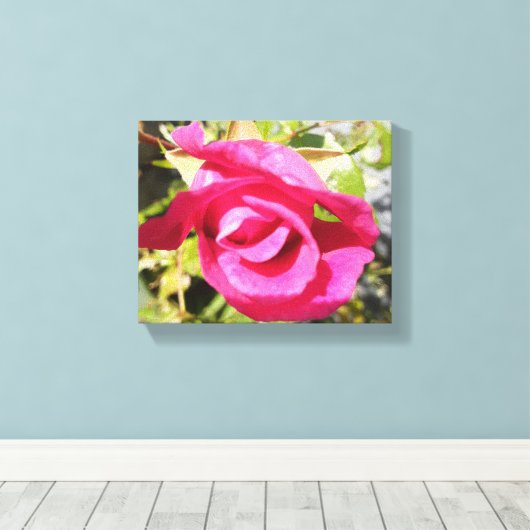Roze roze roos #2 canvas afdruk (Insitu (Houten vloer))