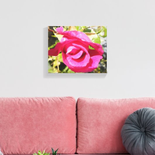 Roze roze roos #2 canvas afdruk (Insitu (Woonkamer))