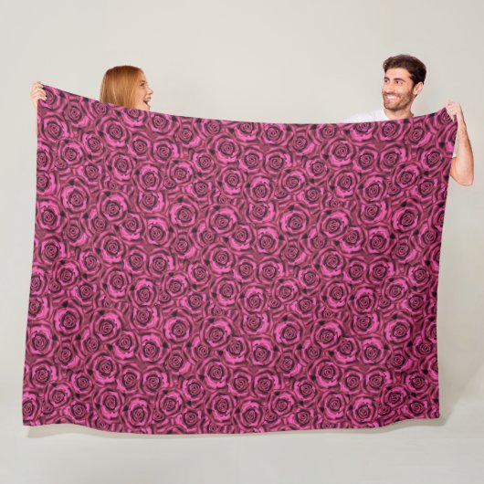 Roze roze roos fleece deken (In situ)