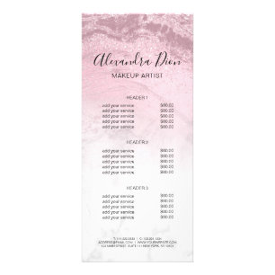 Roze roze roos goud glitter marmer make-up kunsten reclamekaart