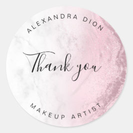 Roze roze roos goud glitter marmer make-up kunsten ronde sticker