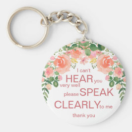 Roze roze roos hard voor gehoorapparaten | Ik ben Sleutelhanger