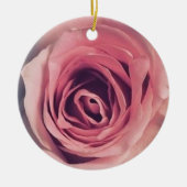 Roze roze roos keramisch ornament (Voorkant)