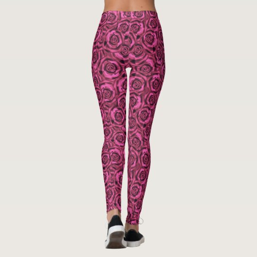 Roze roze roos leggings (Achterkant)