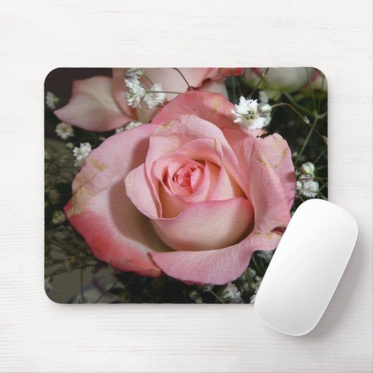 Roze roze roos muismat (Met muis)