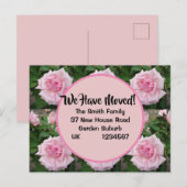 Roze Roze Roos Nieuw Adres Briefkaart, wij bewegen Briefkaart (Voorkant / Achterkant)