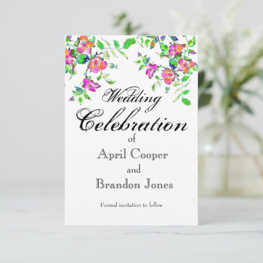  roze roze roos save the date (Staand voorkant)