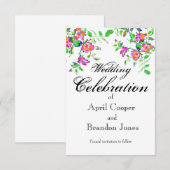  roze roze roos save the date (Voorkant / Achterkant)