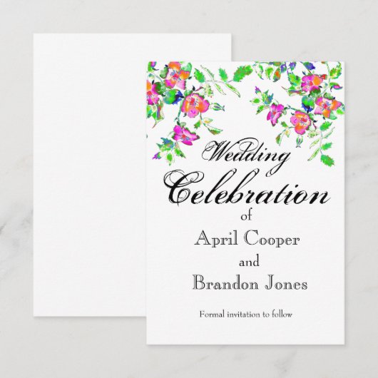  roze roze roos save the date (Voorkant / Achterkant)