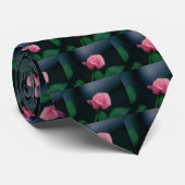 roze roze roos stropdas (Opgerold)