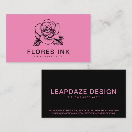 roze roze roos visitekaartje (Voorkant / Achterkant)