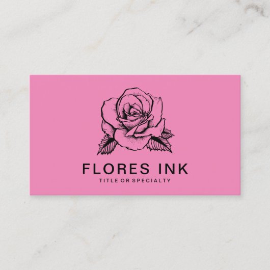 roze roze roos visitekaartje (Voorkant)