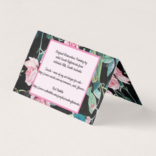 Roze roze Roos Waterverf Denk aan uw Kaart (Achterkant)