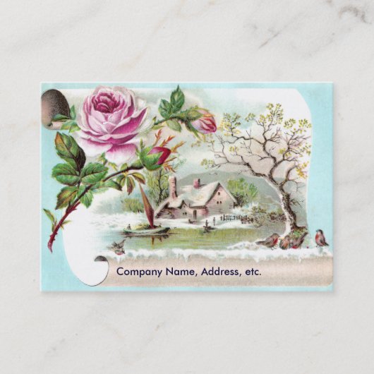 Roze Roze Roscrol Victoriaans Handelskaart Visitekaartje (Voorkant)
