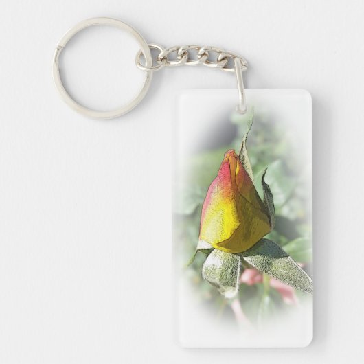 roze roze rosebud sleutelhanger (Voorkant)