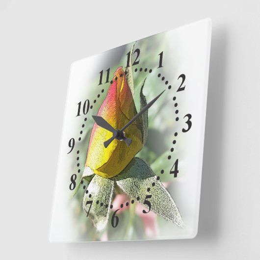 roze roze rosebud vierkante klok (Hoek)