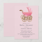 roze roze roulband Baby shower Kaart (Voorkant / Achterkant)