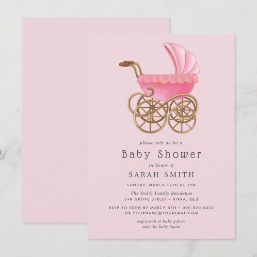 roze roze roulband Baby shower Kaart (Voorkant / Achterkant)