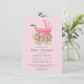 roze roze roulband Baby shower Kaart (Staand voorkant)