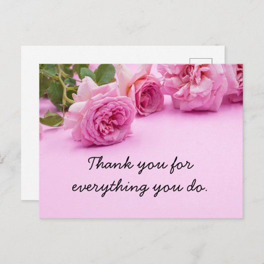 Roze roze roze achtergrond bedankt briefkaart (Voorkant / Achterkant)