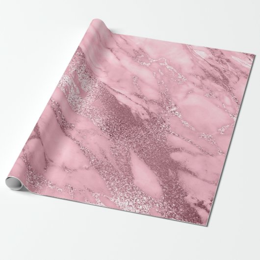 Roze roze roze auve Blush Marble Molten Pastel VIP Cadeaupapier (Uitgerold)