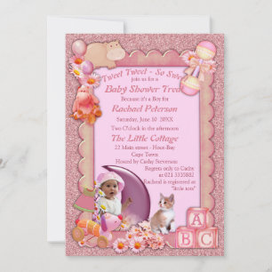 Roze Roze Roze Baby Meisje Shower Tweet Feest Uitn Bedankkaart