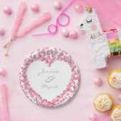 Roze roze roze bladen, hart aangepast papier bord (Feest)