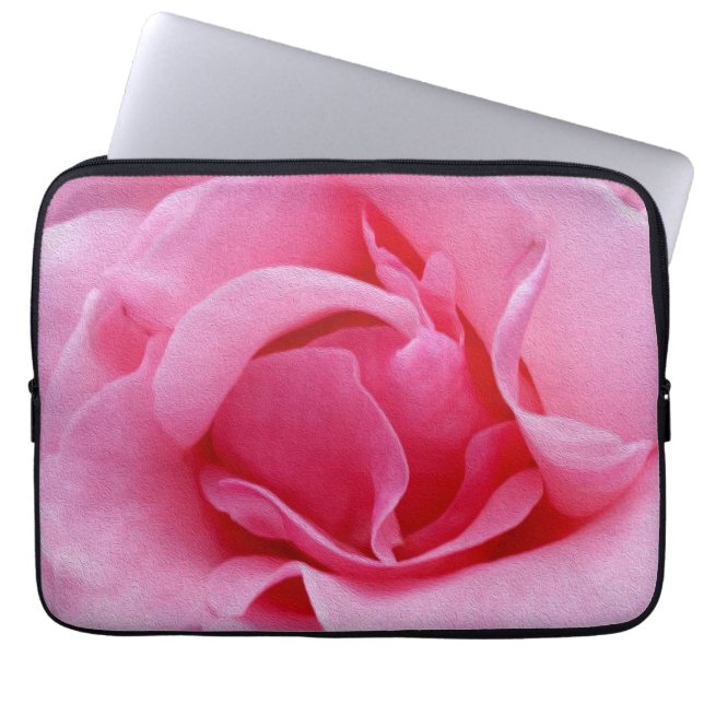 Roze roze roze bladen laptop sleeve (Voorkant)