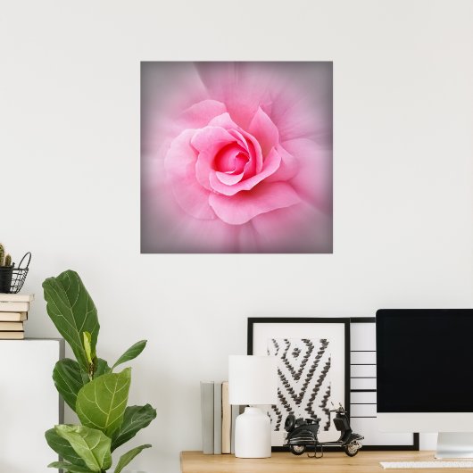 Roze roze roze bladen poster (Thuiskantoor)