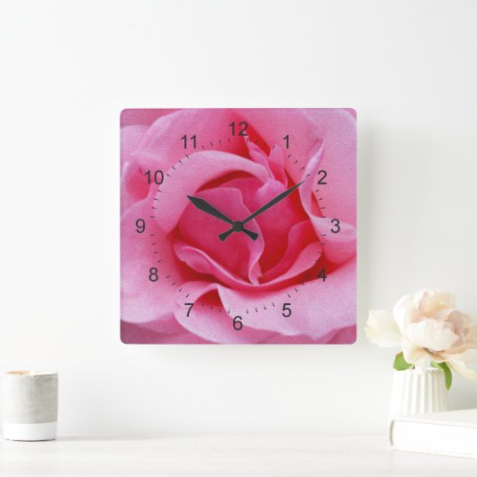 Roze roze roze bladen vierkante klok (Huis)